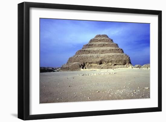 Distant View of the Step Pyramid of King Djoser (Zozer), Saqqara, Egypt, 3rd Dynasty, C2600 Bc-Imhotep-Framed Photographic Print