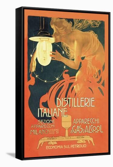 Distillerie Italiane (Italian Distillery)-Leopoldo Metlicovitz-Framed Stretched Canvas