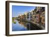 Distinctive historic colourful arcaded houses and Onyar River, Girona, Girona Province, Catalonia, -Eleanor Scriven-Framed Photographic Print