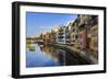 Distinctive historic colourful arcaded houses and Onyar River, Girona, Girona Province, Catalonia, -Eleanor Scriven-Framed Photographic Print