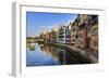 Distinctive historic colourful arcaded houses and Onyar River, Girona, Girona Province, Catalonia, -Eleanor Scriven-Framed Photographic Print