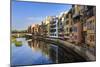 Distinctive historic colourful arcaded houses and Onyar River, Girona, Girona Province, Catalonia, -Eleanor Scriven-Mounted Photographic Print