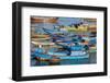 Distinctive red and blue fishing fleet in major fishing port of Nha Trang, South Central Vietnam.-Tom Haseltine-Framed Photographic Print