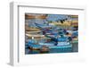 Distinctive red and blue fishing fleet in major fishing port of Nha Trang, South Central Vietnam.-Tom Haseltine-Framed Photographic Print