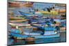 Distinctive red and blue fishing fleet in major fishing port of Nha Trang, South Central Vietnam.-Tom Haseltine-Mounted Photographic Print