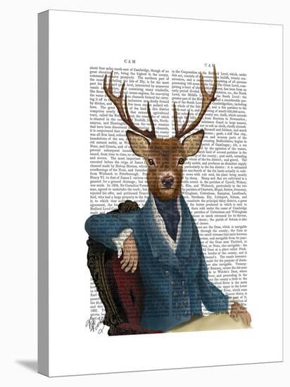 Distinguished Deer Portrait-Fab Funky-Stretched Canvas