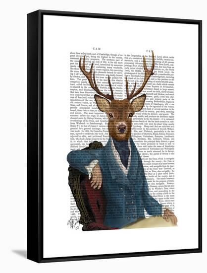 Distinguished Deer Portrait-Fab Funky-Framed Stretched Canvas