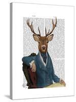 Distinguished Deer Portrait-Fab Funky-Stretched Canvas