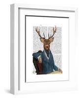 Distinguished Deer Portrait-Fab Funky-Framed Art Print