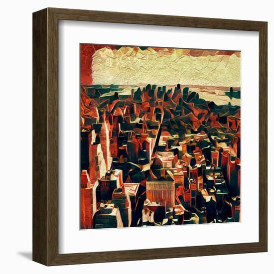 Distorted city scene 33-Jean-François Dupuis-Framed Art Print