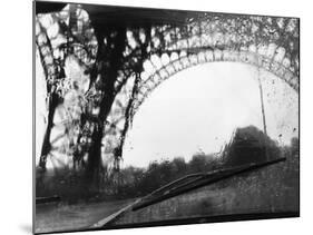 Distorted View of Eiffel Tower through Windshield-null-Mounted Photographic Print