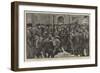 Distress in London, Unemployed Waiting at a Soup Kitchen for the Doors to Open-Charles Joseph Staniland-Framed Giclee Print
