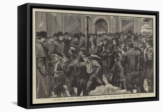 Distress in London, Unemployed Waiting at a Soup Kitchen for the Doors to Open-Charles Joseph Staniland-Framed Stretched Canvas