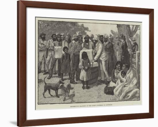 Distributing Blankets on the Queen's Birthday in Australia-null-Framed Giclee Print