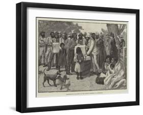 Distributing Blankets on the Queen's Birthday in Australia-null-Framed Giclee Print