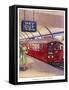 District Line Train in the Standard Red Colour on Its Way to Morden Southwest London-null-Framed Stretched Canvas