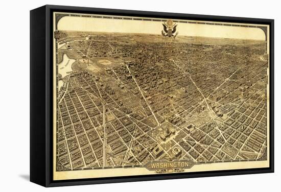 District of Columbia, Washington - Panoramic Map-Lantern Press-Framed Stretched Canvas