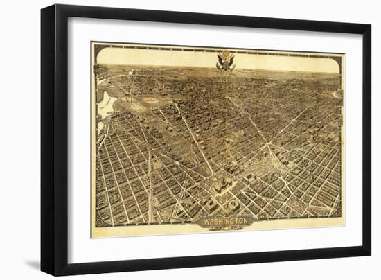 District of Columbia, Washington - Panoramic Map-Lantern Press-Framed Art Print