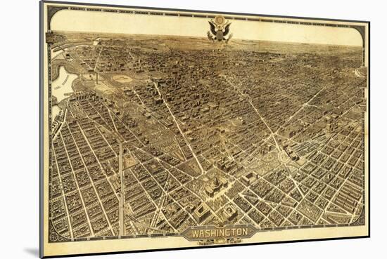 District of Columbia, Washington - Panoramic Map-Lantern Press-Mounted Art Print