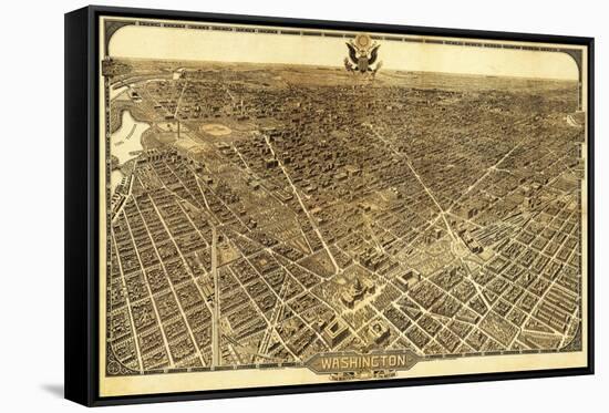 District of Columbia, Washington - Panoramic Map-Lantern Press-Framed Stretched Canvas