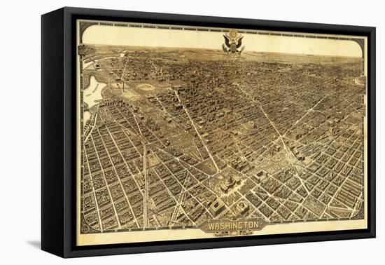 District of Columbia, Washington - Panoramic Map-Lantern Press-Framed Stretched Canvas