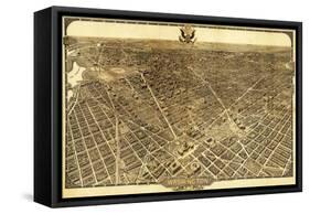 District of Columbia, Washington - Panoramic Map-Lantern Press-Framed Stretched Canvas