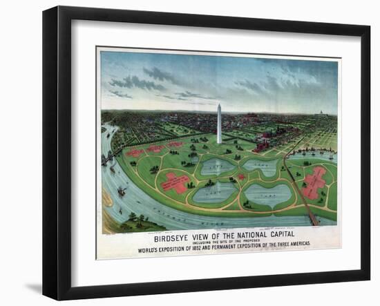 District of Columbia, Washington - Panoramic Map-Lantern Press-Framed Art Print