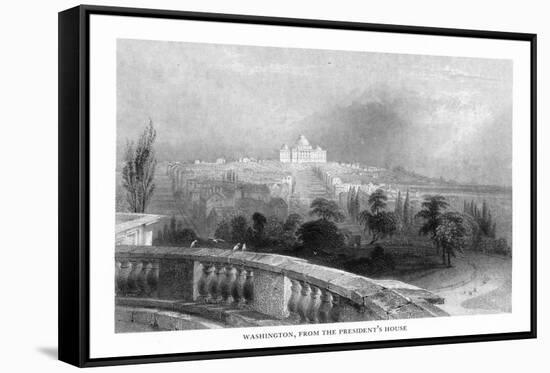 District of Columbia, Washington, View of the Capitol from the White House-Lantern Press-Framed Stretched Canvas