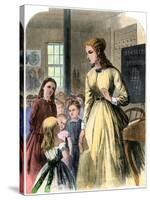 District Teacher in a One-Room School, Mid-1800s-null-Stretched Canvas