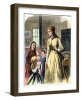 District Teacher in a One-Room School, Mid-1800s-null-Framed Giclee Print