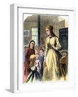 District Teacher in a One-Room School, Mid-1800s-null-Framed Giclee Print