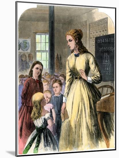 District Teacher in a One-Room School, Mid-1800s-null-Mounted Giclee Print