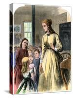 District Teacher in a One-Room School, Mid-1800s-null-Stretched Canvas