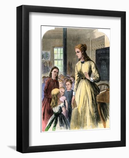 District Teacher in a One-Room School, Mid-1800s-null-Framed Premium Giclee Print