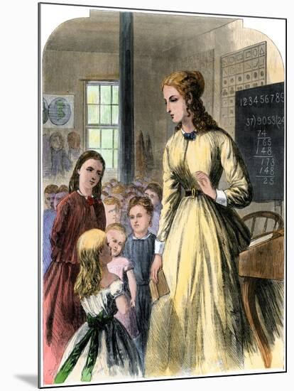 District Teacher in a One-Room School, Mid-1800s-null-Mounted Giclee Print