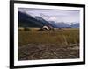 Disused Trapper's Hut and the Grassland, Forest and Glacier of Fort Richardson Park, Alaska, USA-Jeremy Bright-Framed Photographic Print