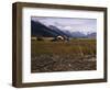 Disused Trapper's Hut and the Grassland, Forest and Glacier of Fort Richardson Park, Alaska, USA-Jeremy Bright-Framed Photographic Print