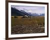 Disused Trapper's Hut and the Grassland, Forest and Glacier of Fort Richardson Park, Alaska, USA-Jeremy Bright-Framed Photographic Print