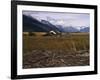 Disused Trapper's Hut and the Grassland, Forest and Glacier of Fort Richardson Park, Alaska, USA-Jeremy Bright-Framed Photographic Print