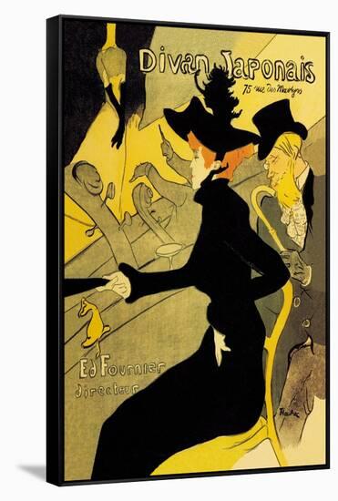 Divan Japonais-Henri de Toulouse-Lautrec-Framed Stretched Canvas