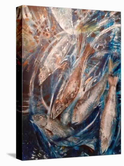 Dive, 2019 (Oils)-jocasta shakespeare-Stretched Canvas