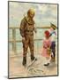 Diver and Children-null-Mounted Art Print