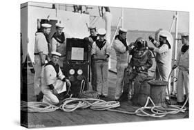 Diver and His Apparatus on Board HMS Blake, 1896-Gregory & Co-Stretched Canvas