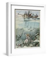 Diver and Octopus-null-Framed Art Print