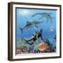 Diver And Prehistoric Life, Artwork-Richard Bizley-Framed Premium Photographic Print