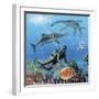 Diver And Prehistoric Life, Artwork-Richard Bizley-Framed Premium Photographic Print