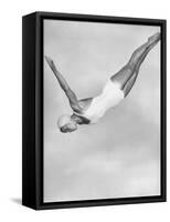 Diver Ann Ross Performing Swan Dive-Gordon Coster-Framed Stretched Canvas