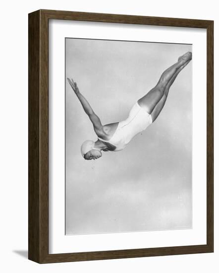 Diver Ann Ross Performing Swan Dive-Gordon Coster-Framed Photographic Print