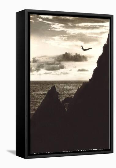 Diver at La Quebrada, Acapulco-null-Framed Stretched Canvas