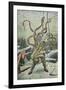 Diver Attacked by an Octopus-French School-Framed Giclee Print